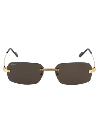 Cartier Sunglasses In 001 Gold Gold Grey