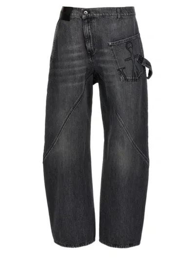 Jw Anderson Wide-leg Jeans Twisted Workwear In Black