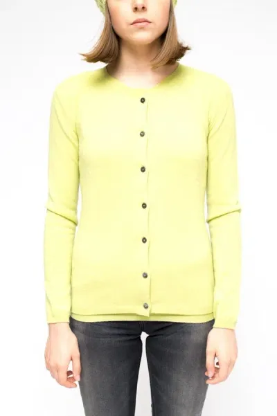 La Rose Cardigan Cashmere Asparagus In Yellow