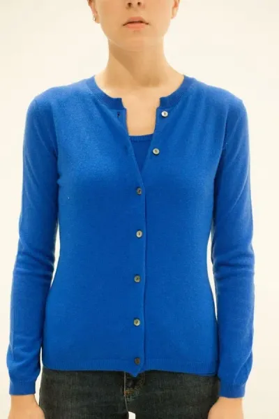 La Rose Cardigan Cashmere Bluette In Multicolor