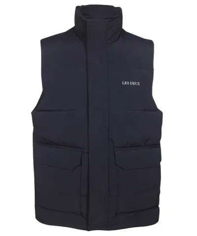 Les Deux Full Zip Field Vest In Blue