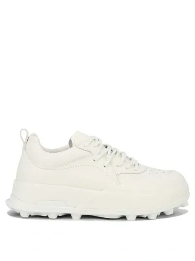 Jil Sander Basket Leather Low Top Sneakers In White