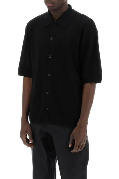 Lemaire Camicia Maniche Corte In Maglia In Black