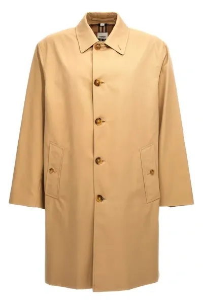 Burberry Long Reversible Gabardine Car Coat Coats In Cream