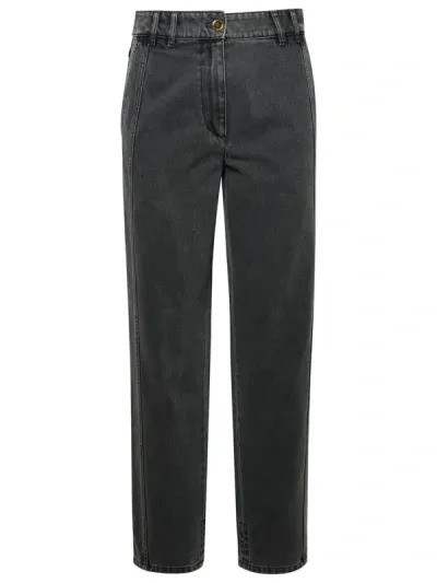 Patou Embroidered-logo Straight-leg Jeans In Grey