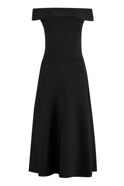 Fabiana Filippi Boat-neck Knitted Midi Dress In Black