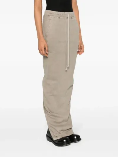 Rick Owens Drkshdw Off-white Pull On Pillar Denim Maxi Skirt In 08 Pearl