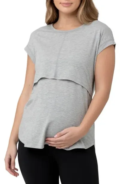 Ripe Maternity Richie Nursing Tee In Grey Marle