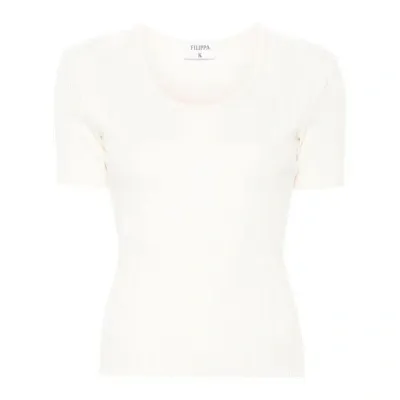 Filippa K Pointelle Knitted T-shirt In Neutrals