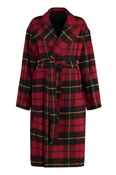 Polo Ralph Lauren Checked Wool Coat In Red