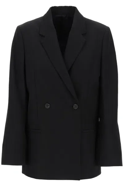 Totême Blazer Doppiopetto In Lana Riciclata In Black