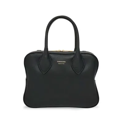 Ferragamo Salvatore  Logo Printed Handbag In Black