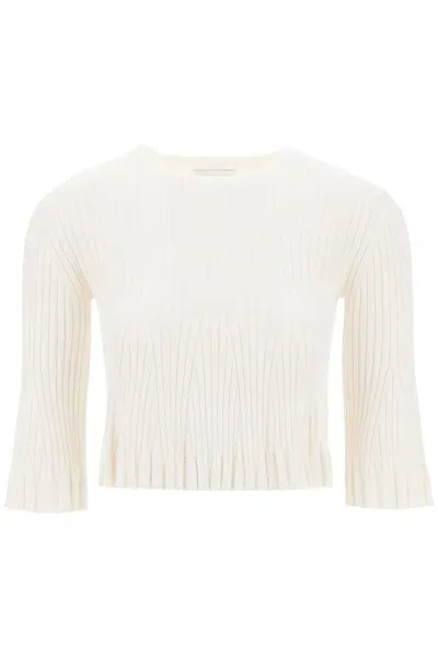 Loulou Studio Crop Top Ammi In Maglia Di Seta E Cotone In White