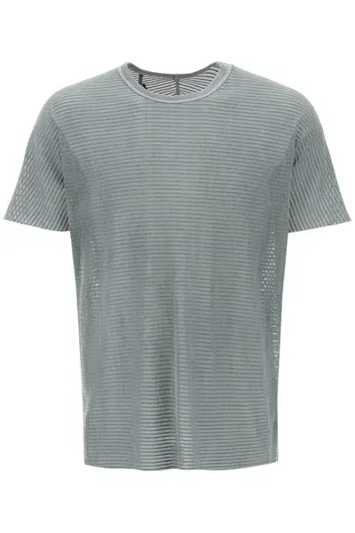 Boris Bidjan Saberi T Shirt Traforata In Cotone In Gray