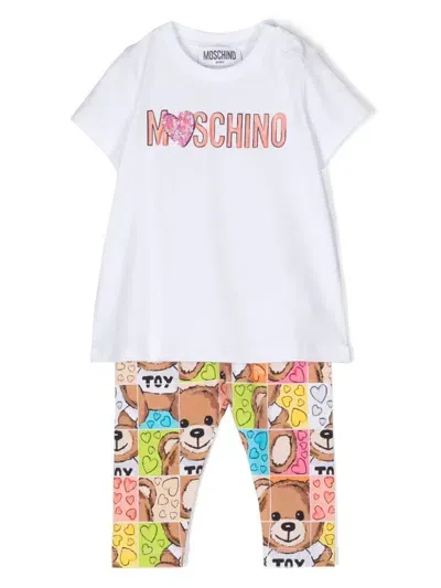 Moschino Kids Set Pantaloni Con Stampa Teddy Bear In White