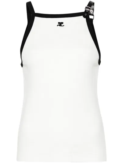 Courrèges White Buckle Contrast Tank Top