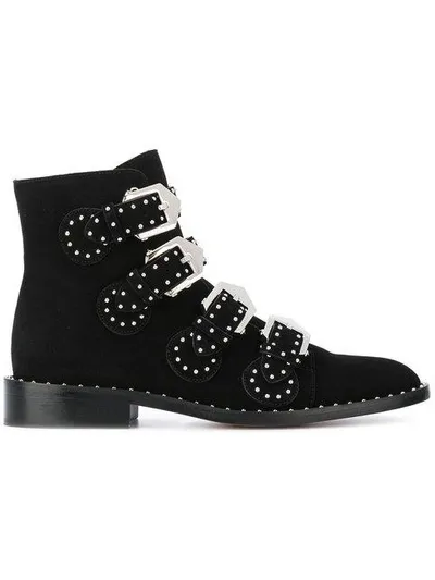 Givenchy Elegant Studs Suede Leather Boots In Black