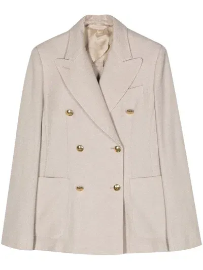 Max Mara Blazer Doppiopetto In Jersey In Beige