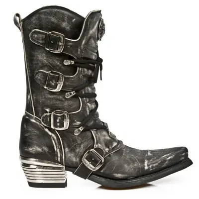 Pre-owned New Rock Rock M.7993 S3 Schwarz - Stiefel, Dallas, Herren