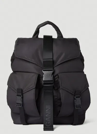 Ganni Tech Backpack In Black