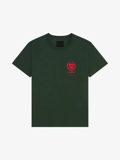 Givenchy Crest Oversized T-shirt In Cotton In Green