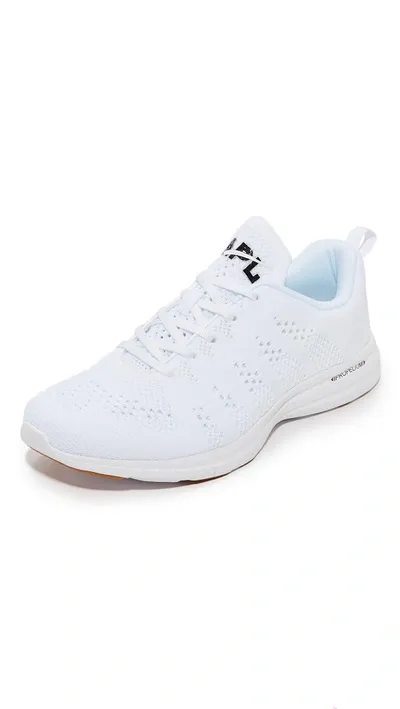 Apl Athletic Propulsion Labs Techloom Pro White Knitted Trainers In White Black Gum