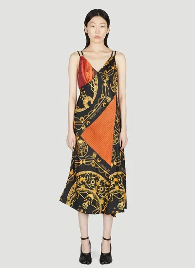 Marine Serre Print Satin Dress In Black