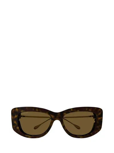 Gucci Eyewear Specialized Fit Rectangular Frame Sunglasses In Gold