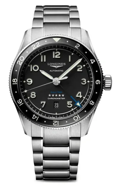 Longines Men's Swiss Automatic Spirit Zulu Time Stainless Steel Bracelet Watch 42mm In Black