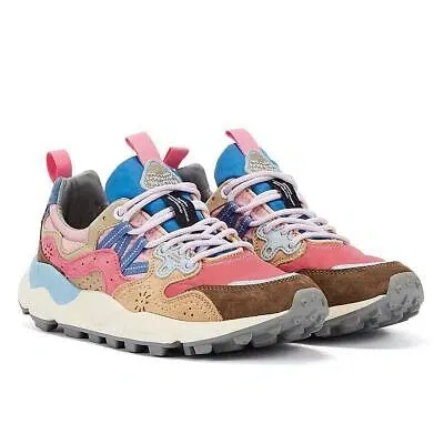 Pre-owned Flower Mountain Yamano 3 Damen Rosa/beige Wildleder Sneaker