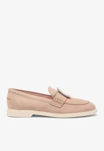 Roger Vivier Buckle-embellished Leather Loafers In Pink