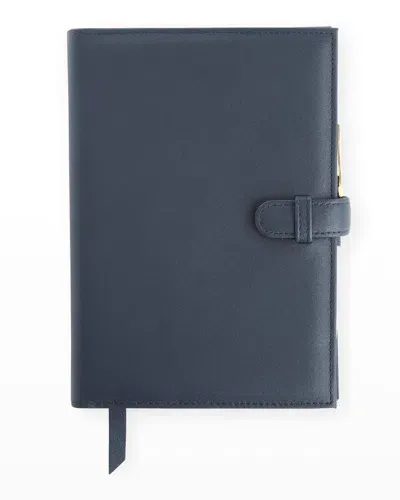 Royce New York Personalized Executive Leather Daily Planner In Navy Blue