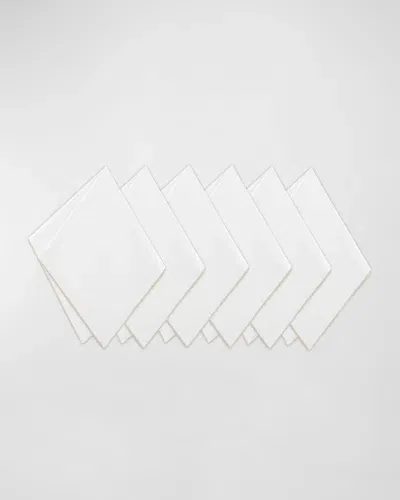 Home Treasures Aiden Linen Dinner Napkins, Set Of 6 In White/vanilla