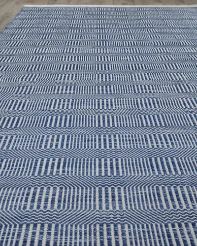 Exquisite Rugs Poff Indoor/outdoor Flat-weave Rug, 10' X 14' In Blue, Ivory