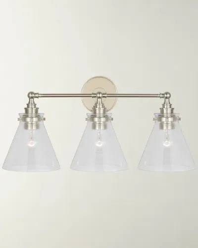 Visual Comfort Signature Parkington 3-light Bath Bar Light By Chapman & Myers In Polished Nickel/clear