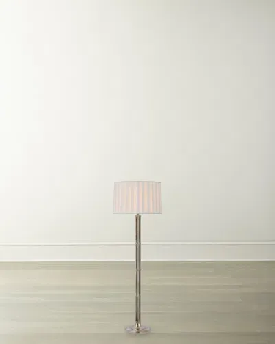 Visual Comfort Signature Downing Floor Lamp With Pleated Shade By Ralph Lauren In Butlers Silver