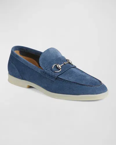 Gucci Men's Konrad Suede Bit Loafers In Blue/royal