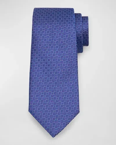 Charvet Men's Silk Micro-geometric Tie In Navy