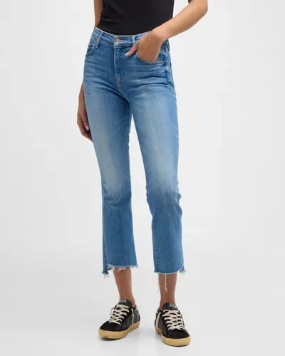 Mother The Insider Crop Step Fray Jeans In Out Of The Blue Out