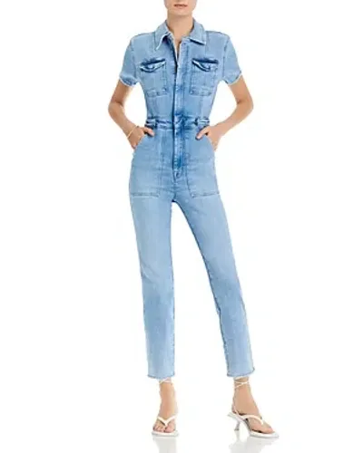 Good American Fit For Success Denim Straight Leg Jumpsuit In Blue