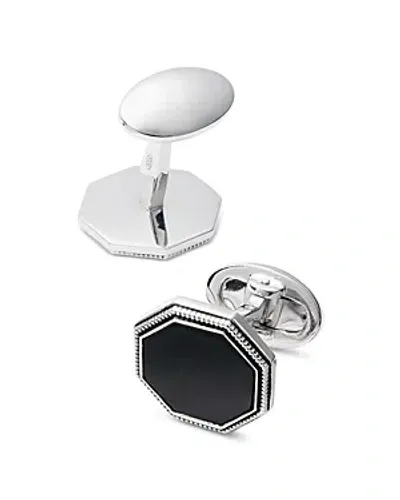 Jan Leslie Octagon Sterling Silver & Onyx Cufflinks In Black