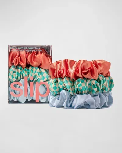 Slip Pure Silk Large Scrunchies, 3-pack In Sea Mist