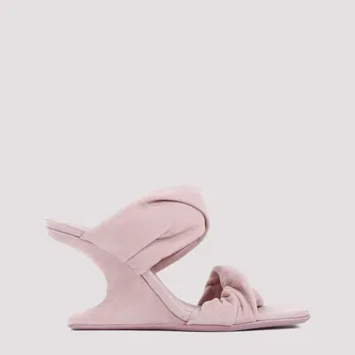 Rick Owens Dusty Pink Suede Leather Cantilever 8 Twisted Sandal