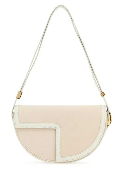 Patou Two-tone Canvas And Leather Le  Shoulder Bag In Neutrals