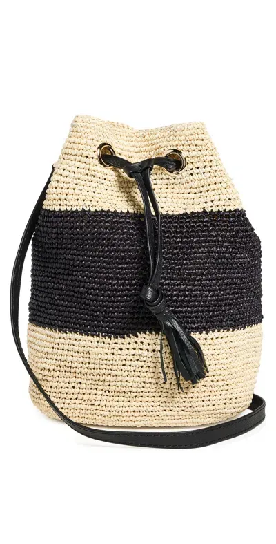 Sensi Studio Mini Mochila Bucket Bag Natural/black In Natural-black, Leather: Black