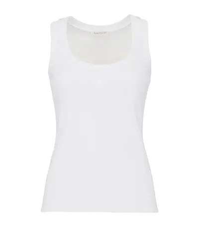 Alexander Mcqueen Ribbed Tank Top In Optical White