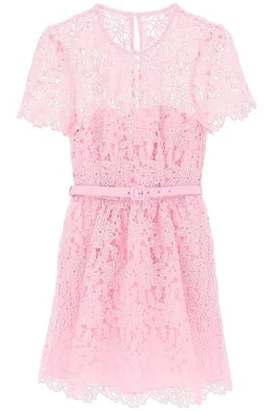 Self-portrait Floral Lace Mini Dress With Eight In Rosa