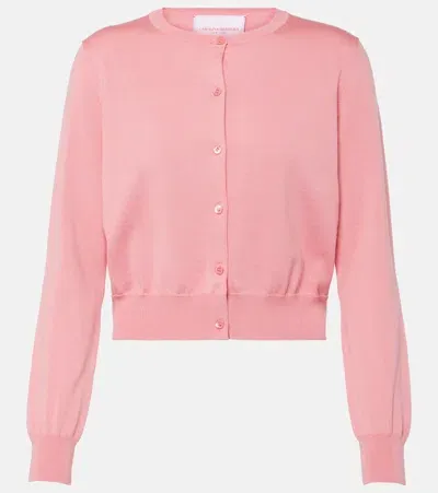 Carolina Herrera Cropped Silk And Cotton Cardigan In Pink