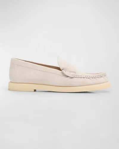 Stuart Weitzman Blake Luxe Suede Slip-on Loafers In Oat Cream