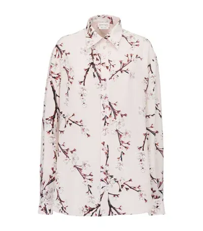 Alexander Mcqueen Silk Cherry Blossom Shirt In Pink